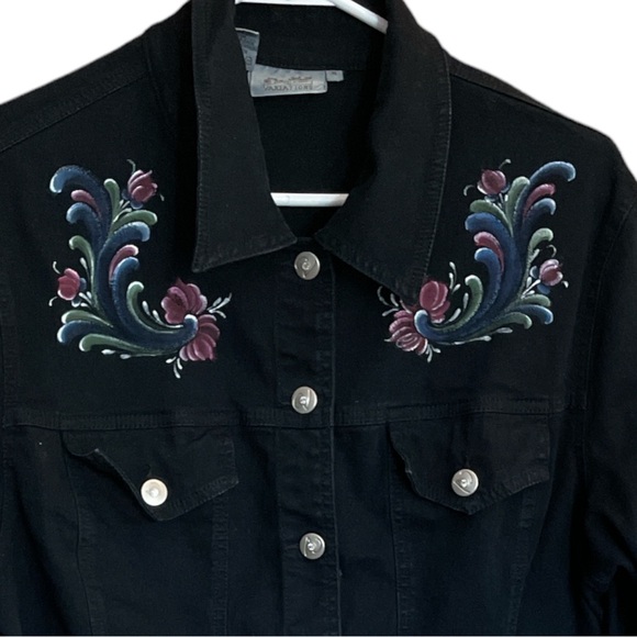 Black Denim Jacket Painted Jean Jacket Variations Brand  Size Medium - Picture 3 of 8